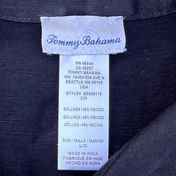 Tommy Bahama St. Lucia Linen Blend Boyfriend Shirt Black Swim Cover Up Women's L - Picture 11 of 12